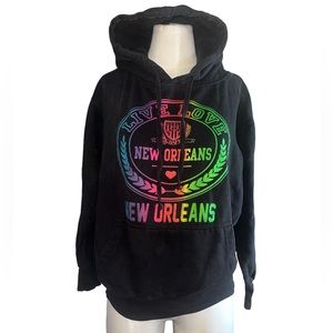 POPULAR APPAREL | NEW ORLEANS HOODED GRAPHIC NEON  SWEATSHIRT SZ SMALL